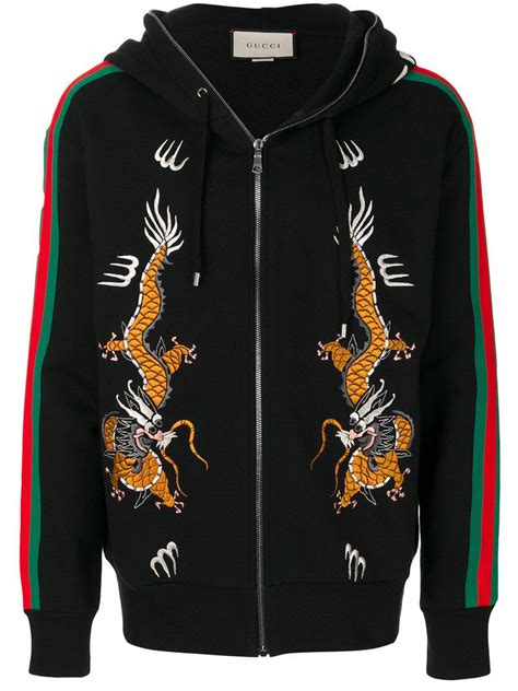 gucci black dragon hoodie|gucci trim tan hoodie.